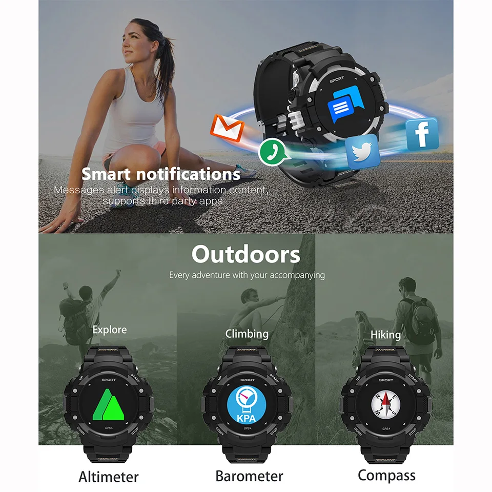 Bluetooth F7 GPS умные часы носимые устройства трекер активности 4 2 высотомер барометр