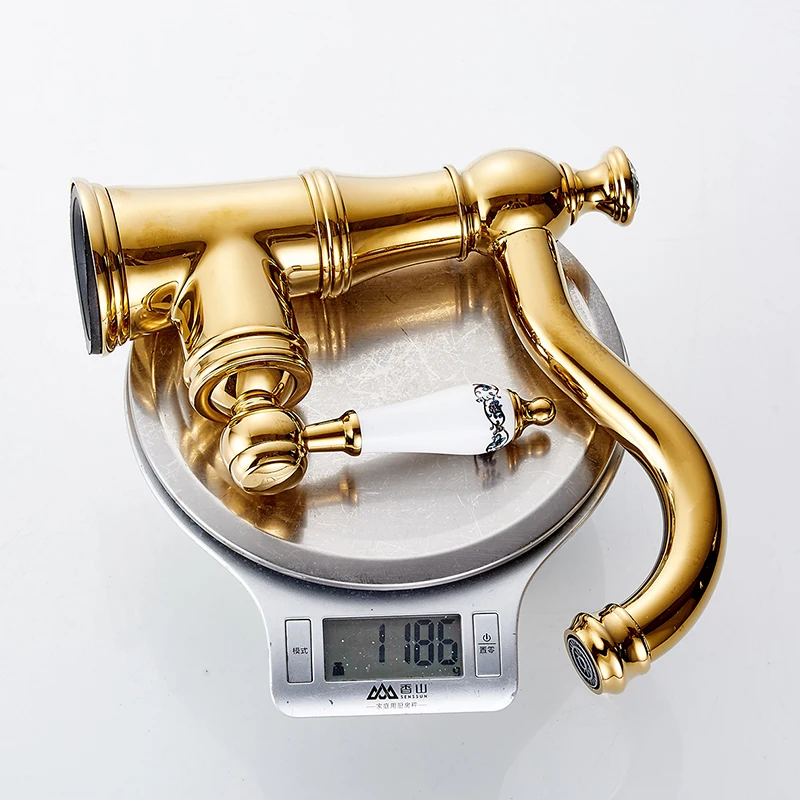 FLG 2016 Новый смеситель для раковины Позолоченный полированный латунный и