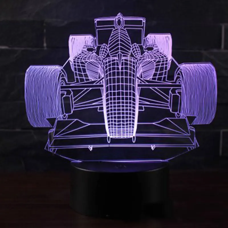 Тема гоночного автомобиля 3D лампа светодиодный светильник 7 цветов смены