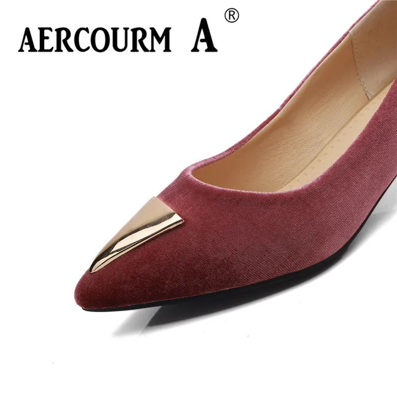 Туфли-лодочки Aercourm A женские на низком каблуке из флока туфли-лодочки с