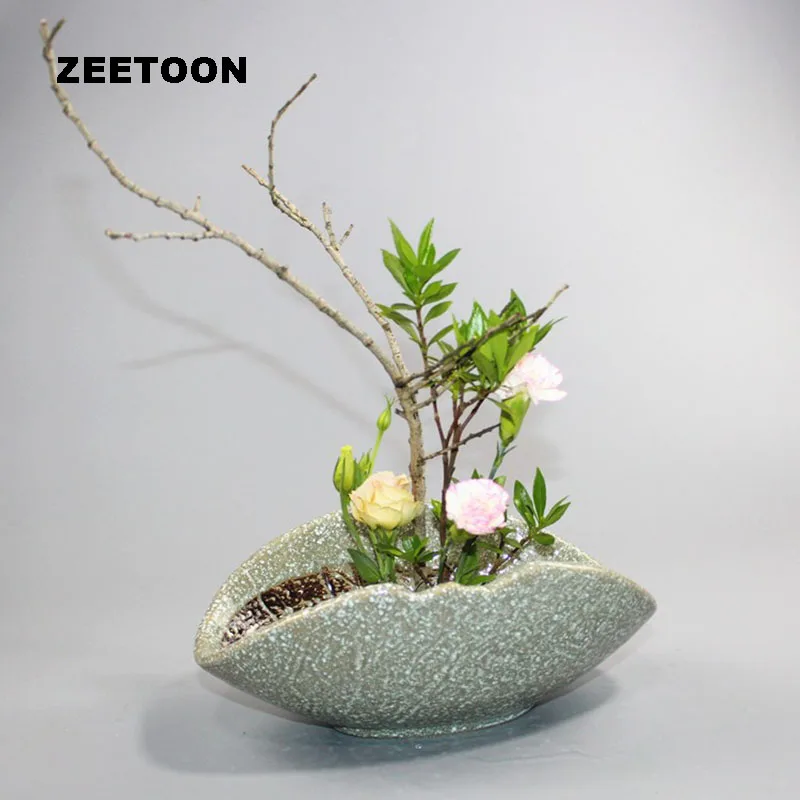 

Creative Japanese Floral Art Elegant Vase Ikebana Tabletop Flowerpot Hydroponic Flower Pot Small Fish Tank Vintage Home Decor