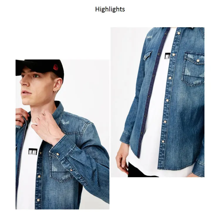 JackJones Повседневная хлопковая и льняная ВИНТАЖНАЯ ДЖИНСОВАЯ РУБАШКА 218305508