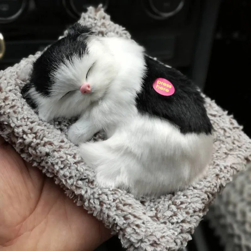 Cute Car Dashboard Ornaments Simulation Sleeping Cat Decoration for Lovely Plush Kittens Doll Toy Interior Accessories | Автомобили и