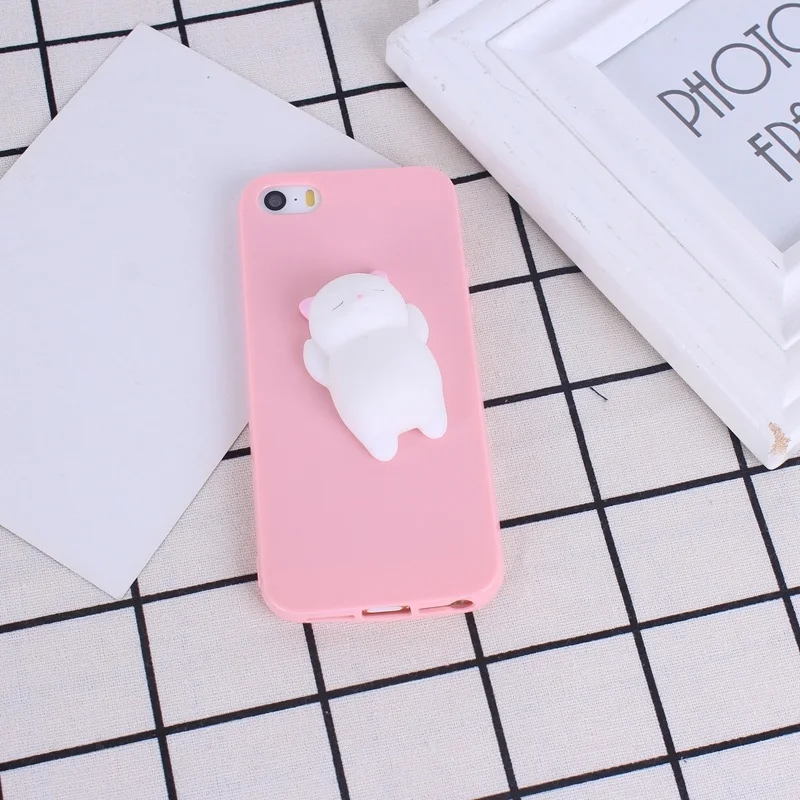 Squishy Mobile phone Cases For iphone 7 7Plus Cute 3D Soft Lazy Cat Cartoon Back Cover Candy colors case for 6 6s |