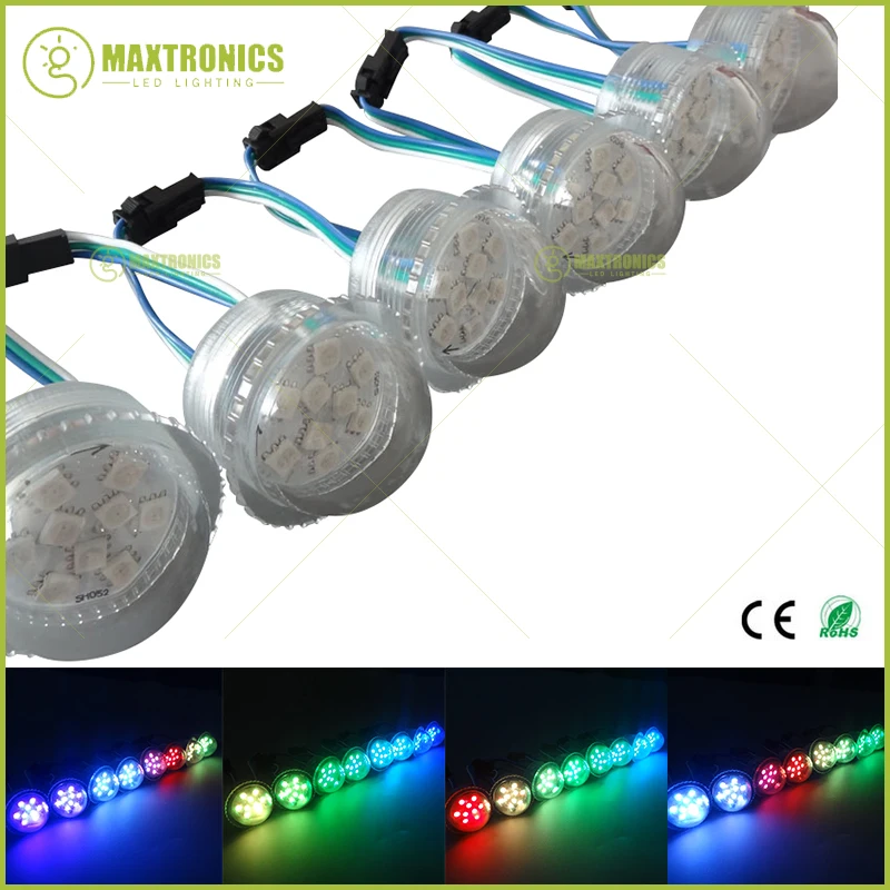 Оптовая продажа 200 шт. WS2811 DC12V 36 мм 9 светодиодов прозрачная крышка SMD 5050 rgb пикселей