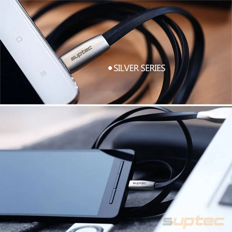SUPTEC микро USB кабель цинковый сплав плоский ультра прочный передачи данных Android