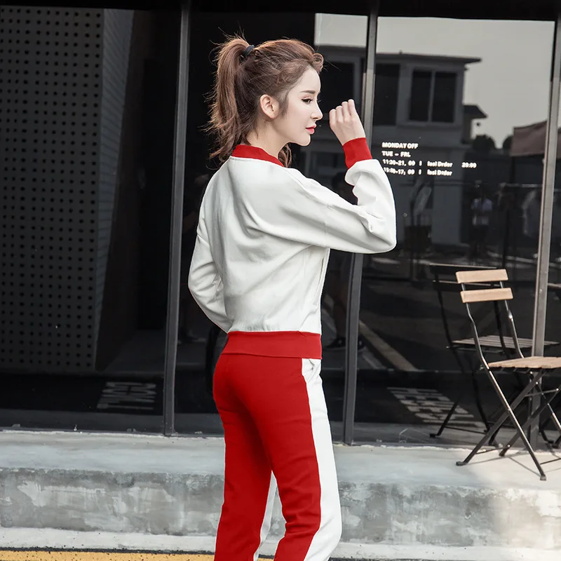 2017 Женская повседневная спортивная одежда костюм с длинными рукавами гульфик на