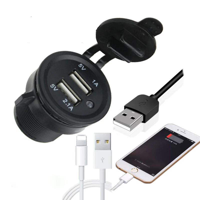 4.2A 12В-24В модифицированное водонепроницаемое двойное USB зарядное устройство YC1