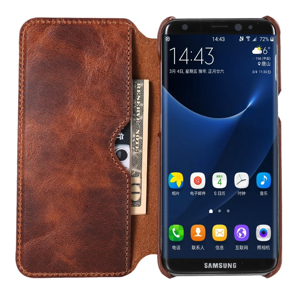 Чехол книжка из натуральной кожи для Samsung Galaxy S8 S8Plus 5 8 дюйма чехол с держателем