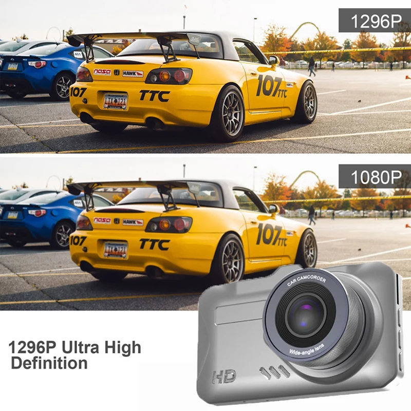 WHEXUNE 3 дюймов FHD ips Экран 1296 P/1080 P Видеорегистраторы для автомобилей Камера видео