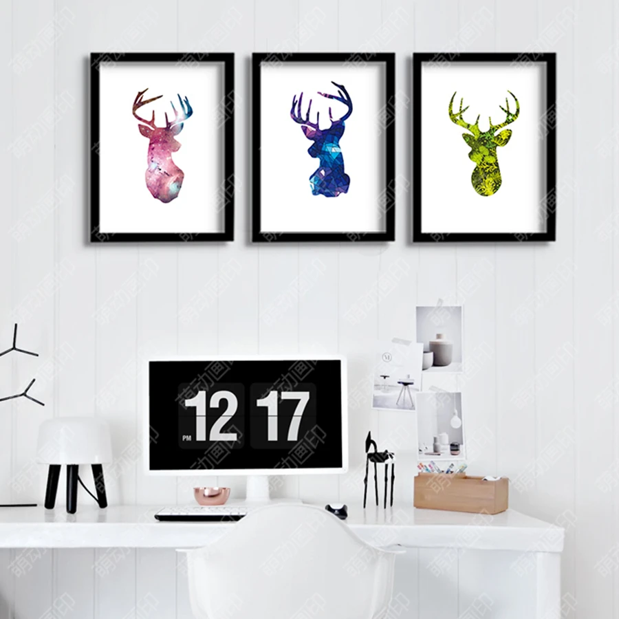 Декоративная Настенная картина в скандинавском стиле с головой оленя холст