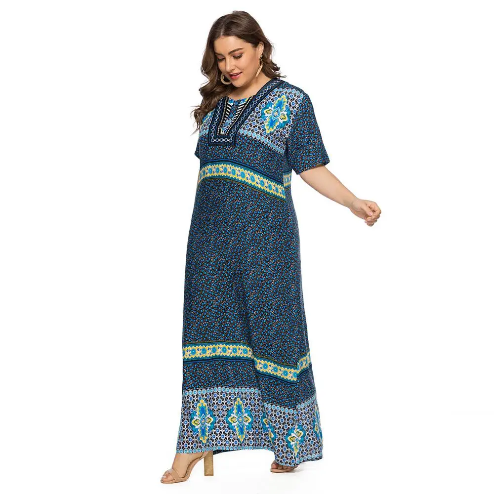 Мусульманское платье Abaya бархатное теплое с арабским принтом Abayas темно синее