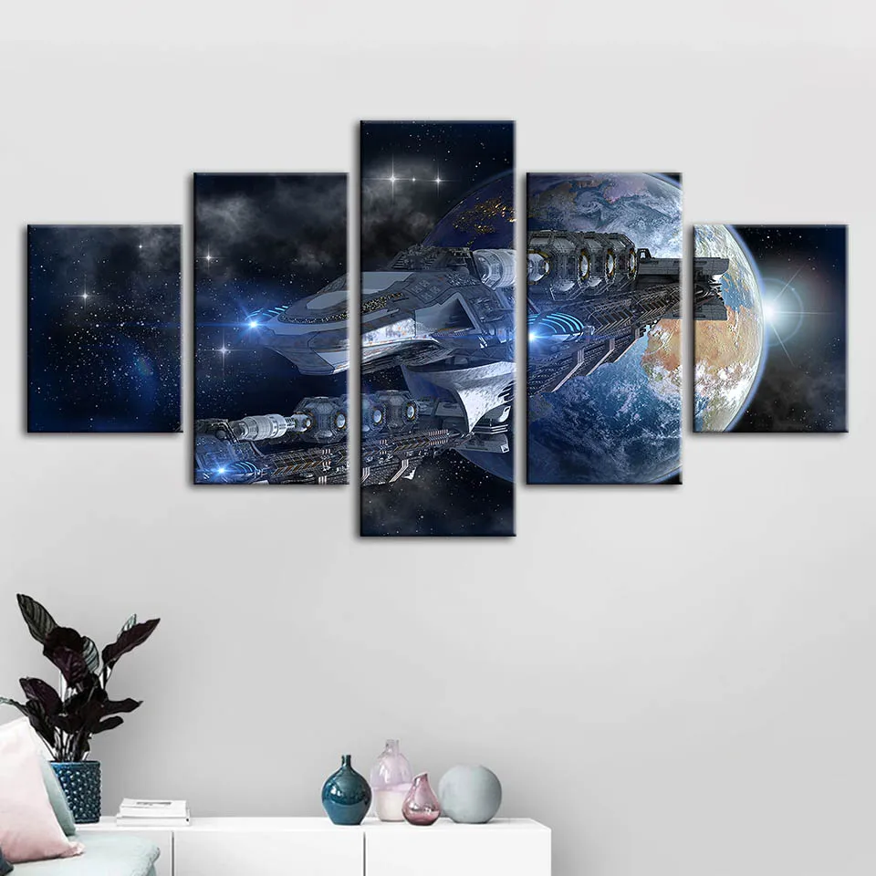 Украшение для дома печать картины космические корабли фотографии планеты стены