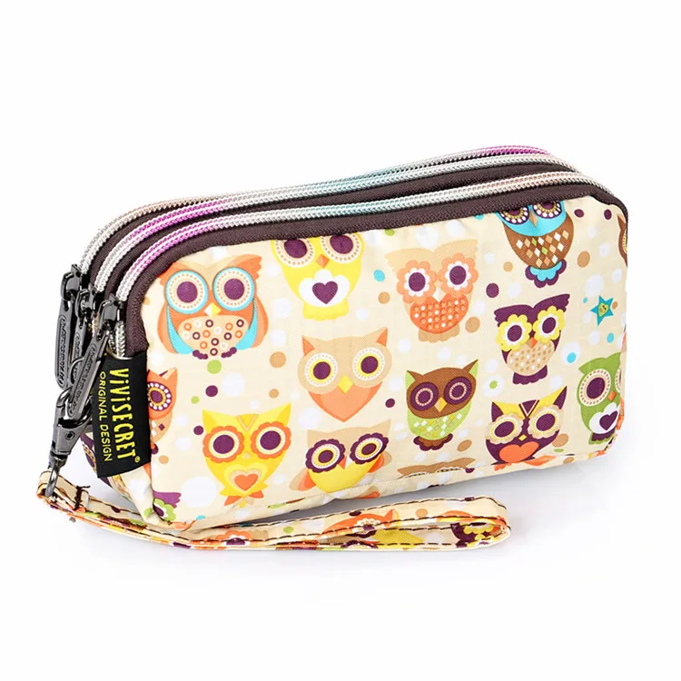 kaki cartoon Owl Модная женская сумочка на запястье, органайзер, милый мультяшный кошелек, сумка-клатч с принтом, чехол-карандаш, цветочный кошелек для монет и телефона, сумочка - Цвет: kaki cartoon Owl