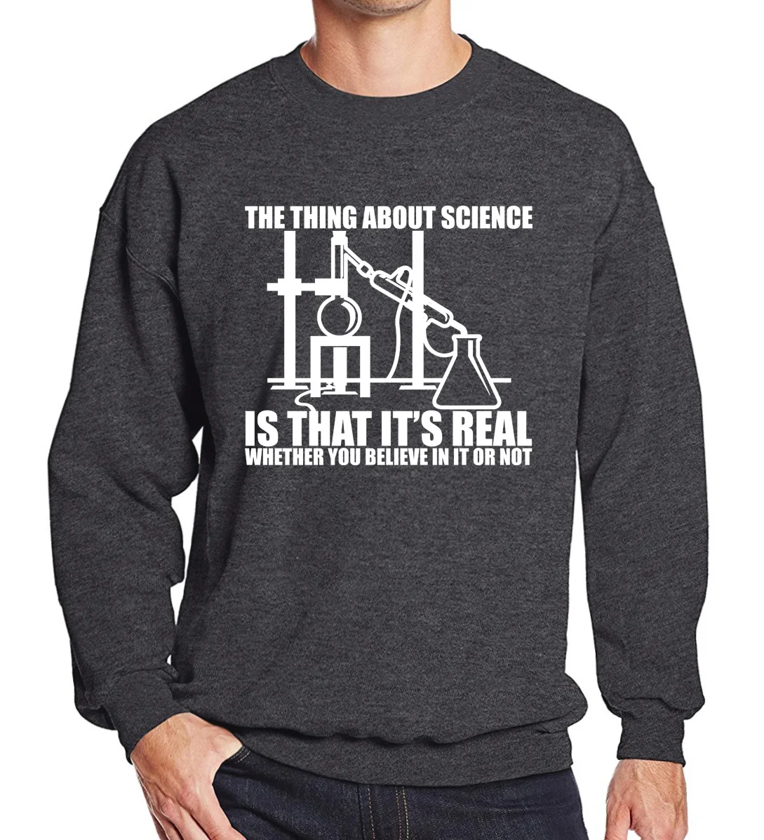 Мужская Спортивная толстовка с буквенным принтом Science Real Believe or Not Повседневная