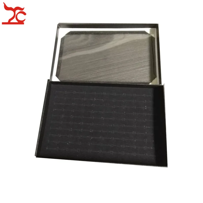 100 Slots Velvet Sponge Ring Earring Display Box Black Jewelry Storage Case Holder Showcase Ring Cufflink Jewelry Tray With Lid