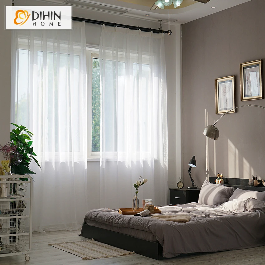 Современная занавеска DIHIN HOME 1 шт. однотонная белая оконная прозрачная