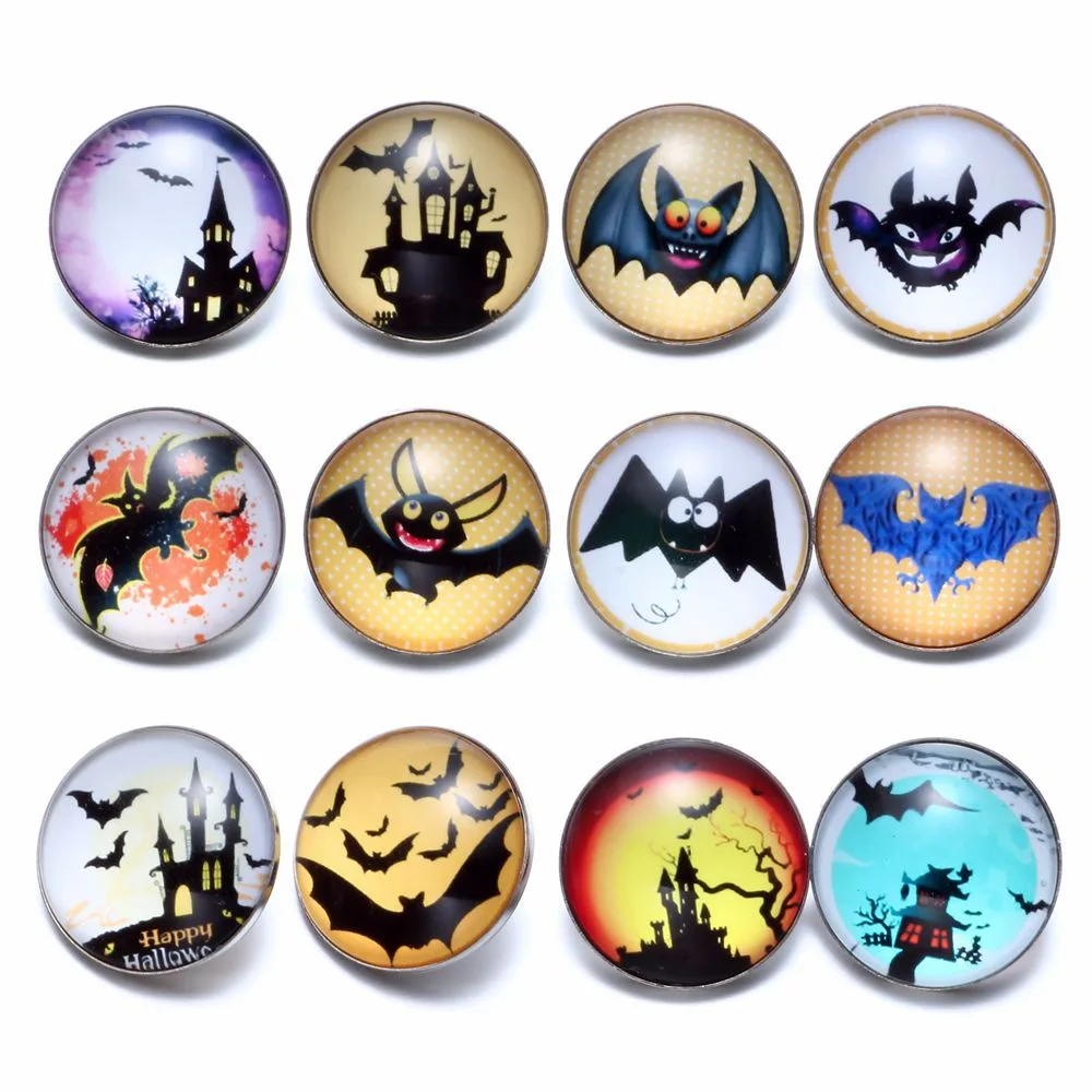 12 шт./лот вампира тема bat узор Стекло Талисманы 18 мм кнопки украшения для щелкает