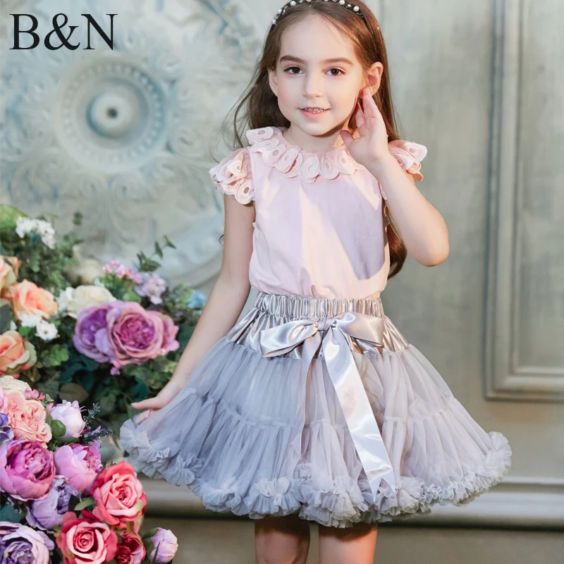 

Buenos Ninos пушистые шифоновые юбки Pettiskirt для девочек 2-18 лет однотонные юбки-пачки для девочек танцевальная юбка новогодняя тюлевая юбка Petticoat