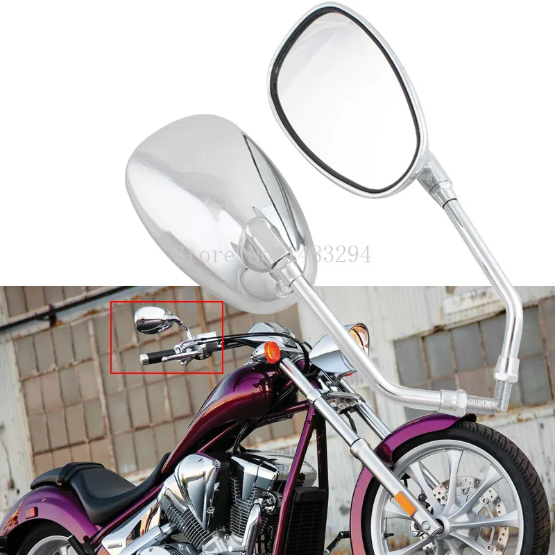 Хром боковое зеркало заднего вида 10 мм подходит для Suzuki M109R C109 C50 GSR VZR Kawasaki Vulcan VN Honda