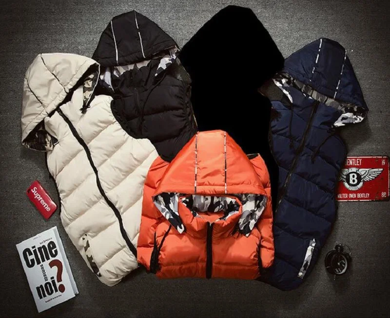 Зима 2017 жилет Uwback Мужская Толстая теплая парная пуховая куртка с капюшоном