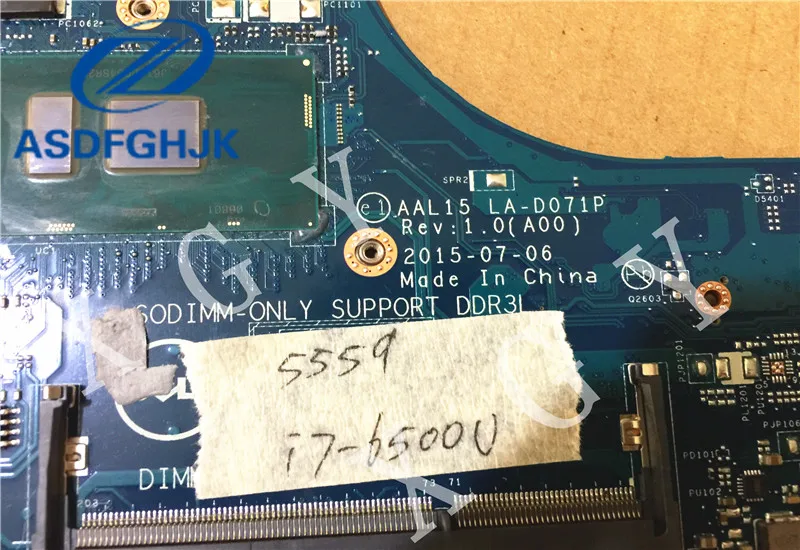 Материнская плата для ноутбука AAL15 LA-D071P DELL 5559 материнская CN-0HYCVR 0HYCVR DDR3L SR2FZ