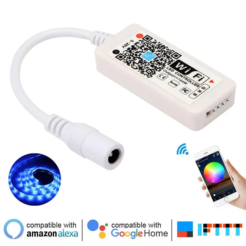 DC12 28V MINI WIFI RGB/RGBW контроллер для ленты музыкальный от Amazon Alexa Google Home Phone