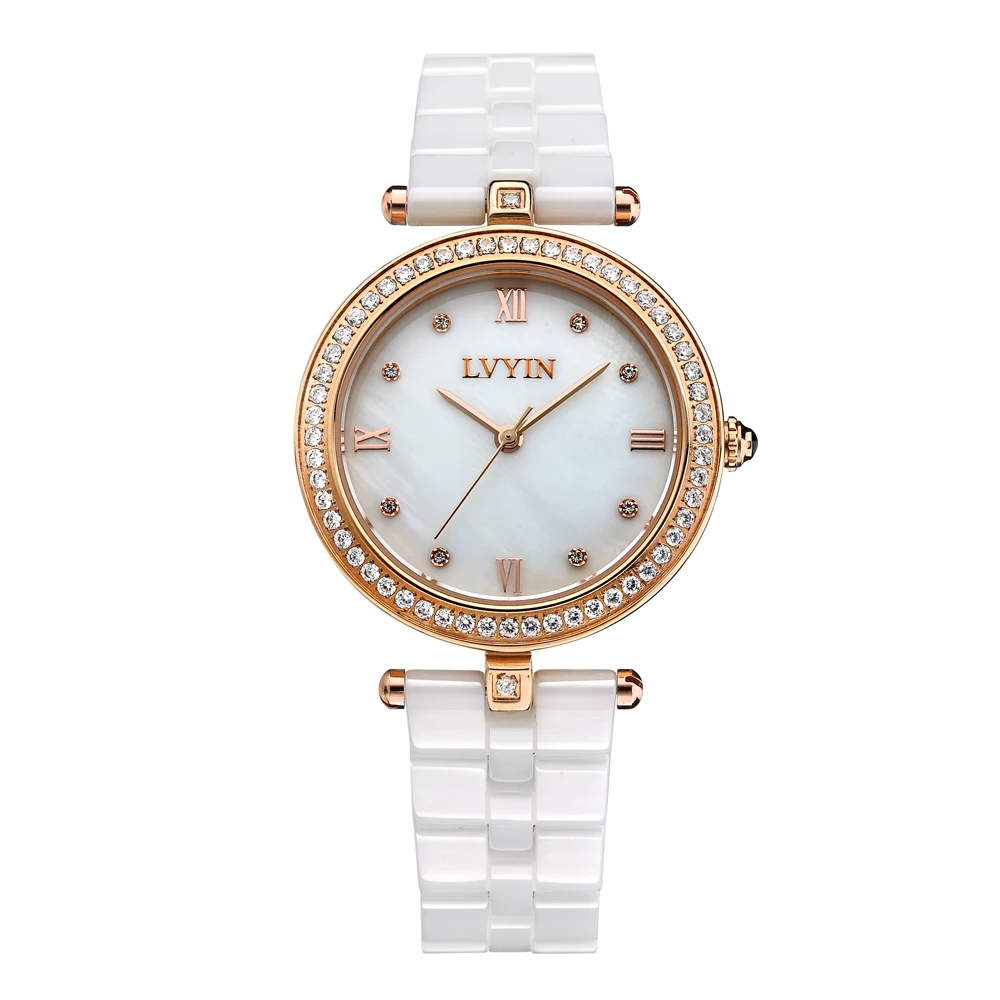 Lvyin Luxury Brand Ceramic Watch Women Fashion Simple Waterproof Quartz Lady Elegant Business Clock Dress 6834 | Наручные часы