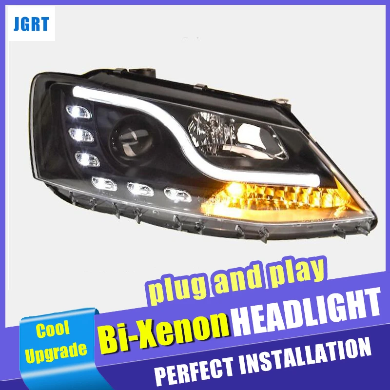 Auto part Style LED Head Lamp for VW Jetta led headlights 2012-2018 drl H7 hid Bi-Xenon Lens angel eye low beam | Автомобили и
