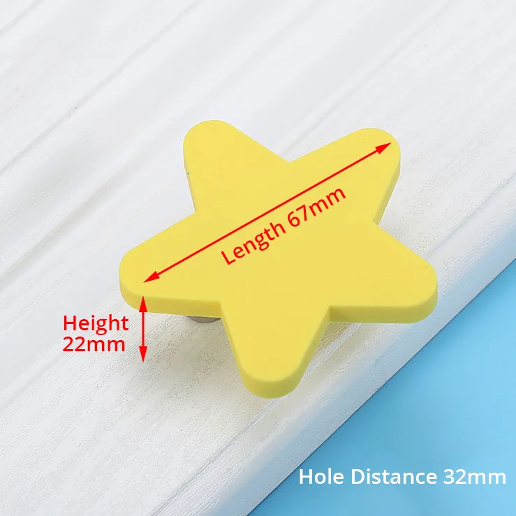 Star Yellow 32mm Как детская комната ручки Moon Star мультфильм мебельные ручки ПВХ облако дверную ручку детские ручки для шкафа для детей - Цвет: Star Yellow 32mm
