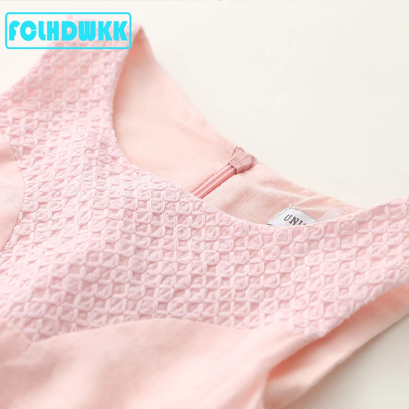 FCLHDWKK 2019 Pretty Little Dresses Girl Baby Flower Print Dress Summer Sleeveless Embroidery Pink Party Wedding | Детская одежда и