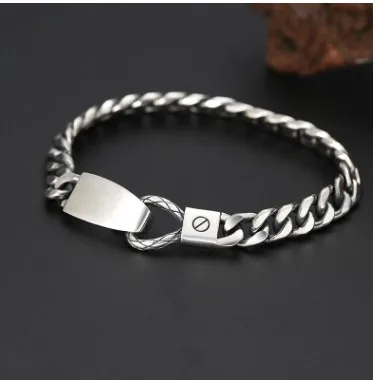 

mens jewellery 100% real 925 silver bracelet 7mm 19cm man bracelets 2021