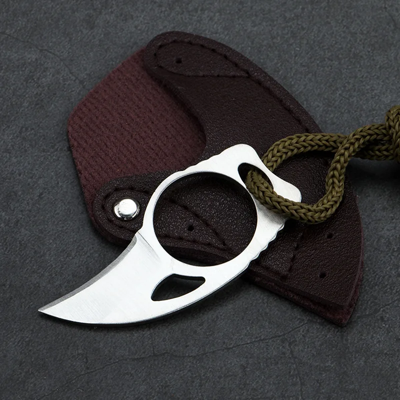 Карманный нож Karambit с кожаным ножом Портативный для когтей инструмент походов