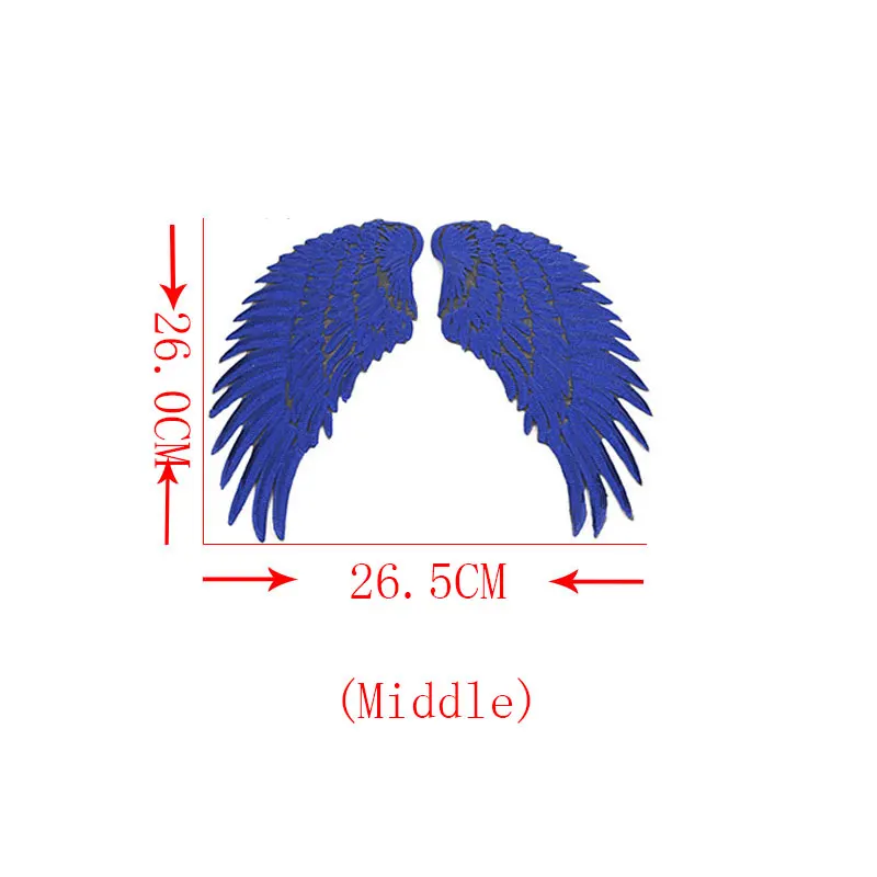 blue middle Модные большие Гладильные наклейки с крыльями ангела, вышитые нашивки для одежды, Реверсивные блестки, сделай сам, для куртки, в полоску, для шитья, E - Цвет: blue middle