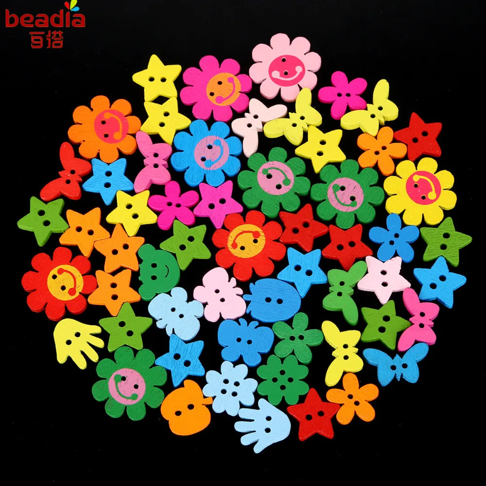 100 шт. деревянные декоративные пуговицы с двумя отверстиями | Дом и сад