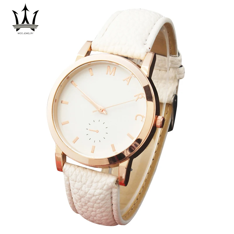 Woman Watches 2015 Brand Luxury MARC Quartz Rose Gold Watch Women Simple Rome Digital Dial Leather Womens reloj pulsera|fashionable mens winter