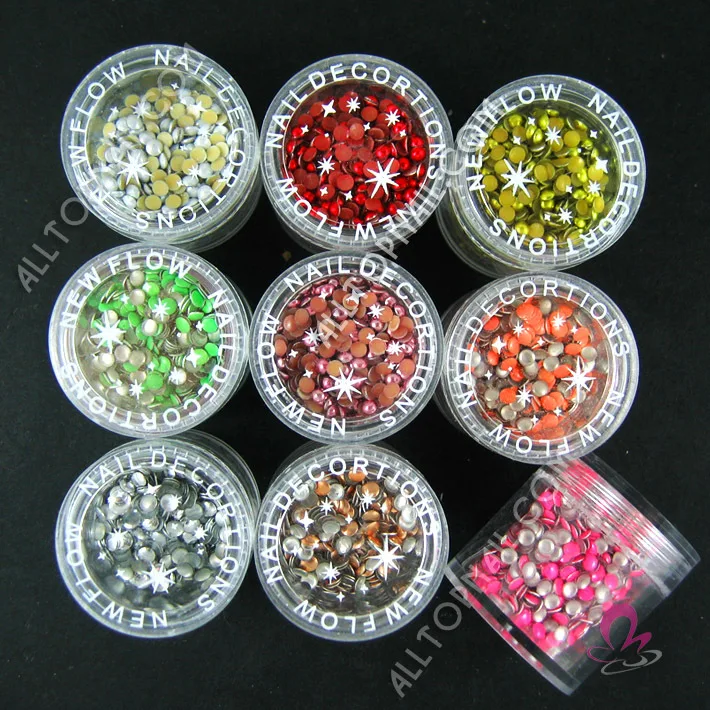 

9 color Nail Art Metal Studs Rhinestones Decoration DIY Tips 3mm Round 9000pcs/lot