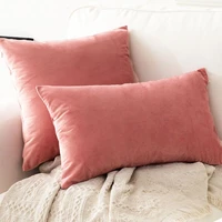 1pc pink color velvet pillow sofa waist throw cushion cover coussin de salon home decoration accessories pillow cover