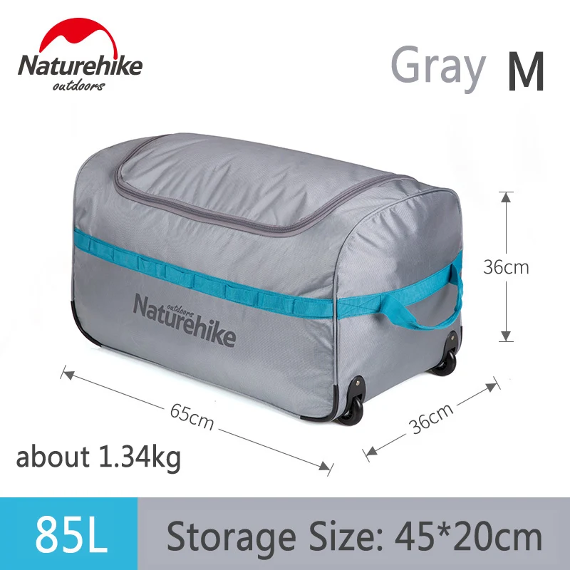 Gray M Naturehike 85L 110L Foldable Wheeled Travel Luggage Suitcase Storage Bag Tourism Waterproof Foldable Rolling Luggage Bags NH18X0 - Цвет: Gray M