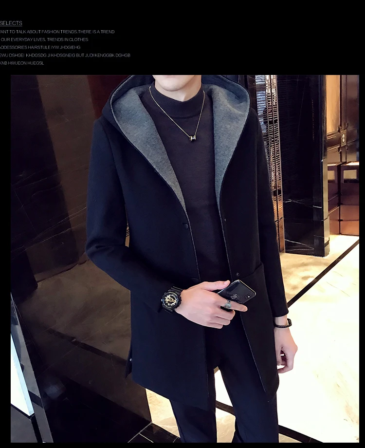 Тренч Новое поступление Англия Стиль Slim Fit Высокое Качество Ветровка Осень Популярные Для мужчин Тренч