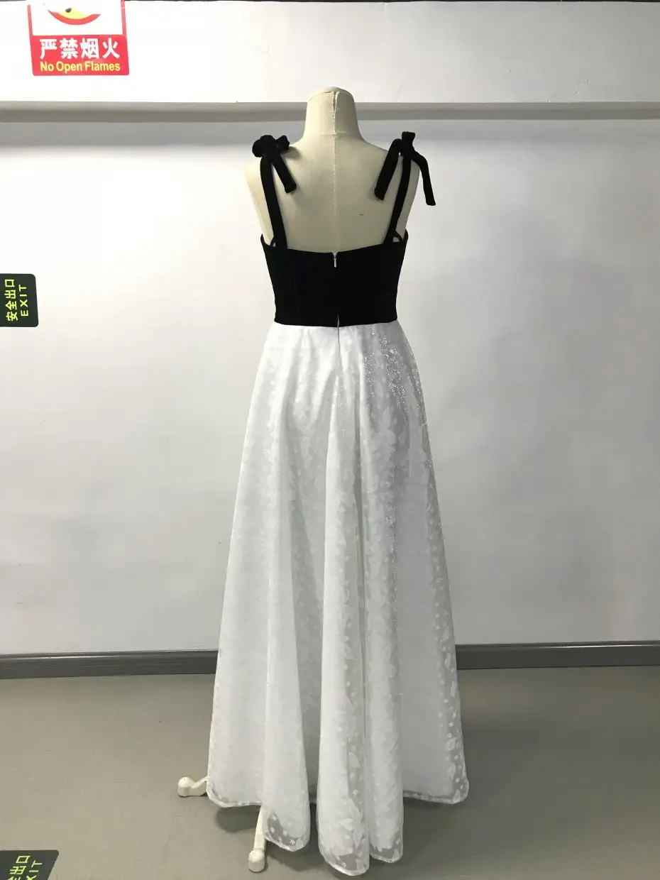 New White And Black Long Prom Dresses 2018 Sweetheart Bow Sash Floor Length Tulle Party Dress Evening Gowns | Свадьбы и торжества