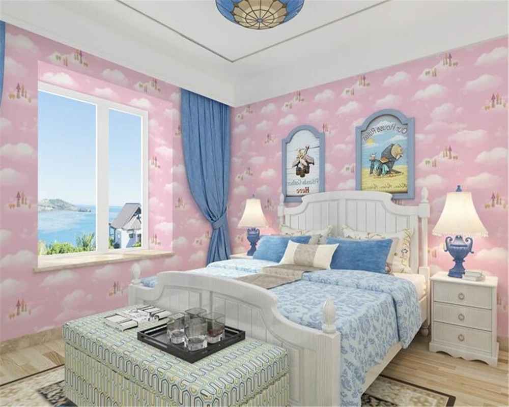 

beibehang Wallpaper luxury italy europe cartoon children's room wallpaper white cloud vinyl wallpaper roll papier peint mural 3d