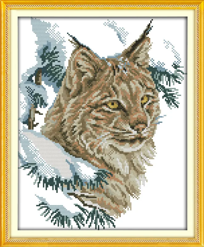 Набор для вышивки крестиком Wildcat ручной работы с принтом 11CT 14CT животными