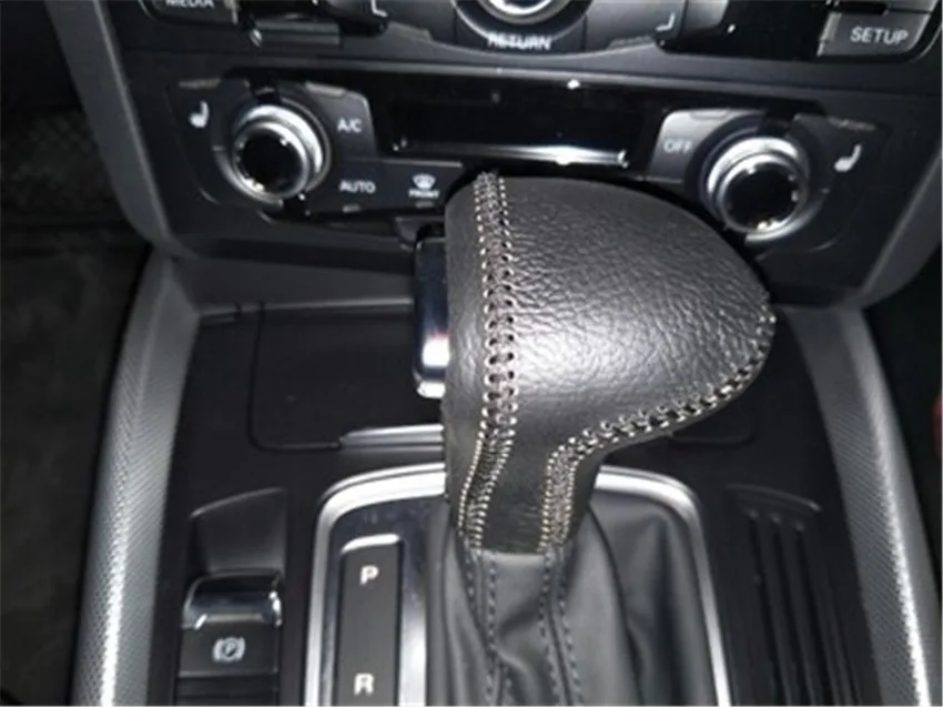 

Free shipping AT / MT 1pc genuine leather Gear lever cover for 2013-2017 AUDI Q5 car accessories