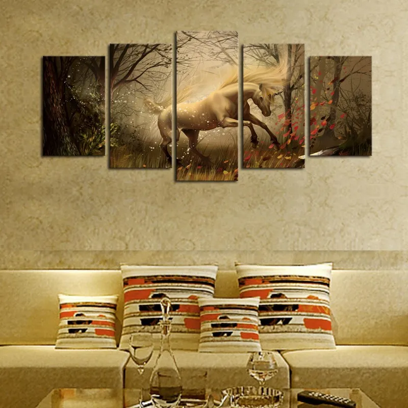 

5 шт. картины на холсте мечта лошадь фотографии для семьи, кухни, для украшения дома, живопись на холсте