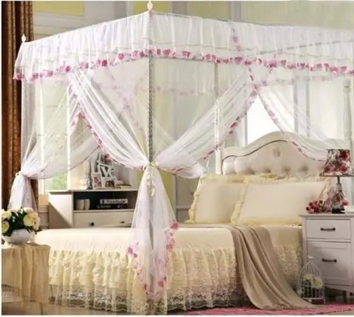 Принцесса 4 угловая кровать навес москитная сетка двойной Полный/Queen King все