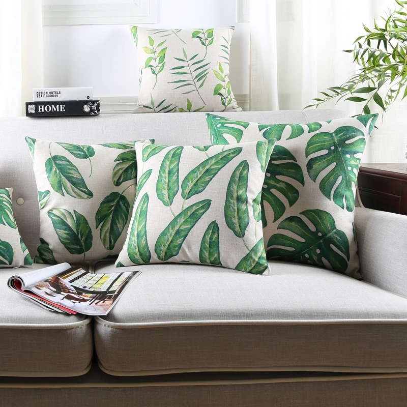 Tropical Pillow Cover Cushion Case Vintage Green Jungle Leaves Home Decorective 45x45cm/30x50cm | Дом и сад