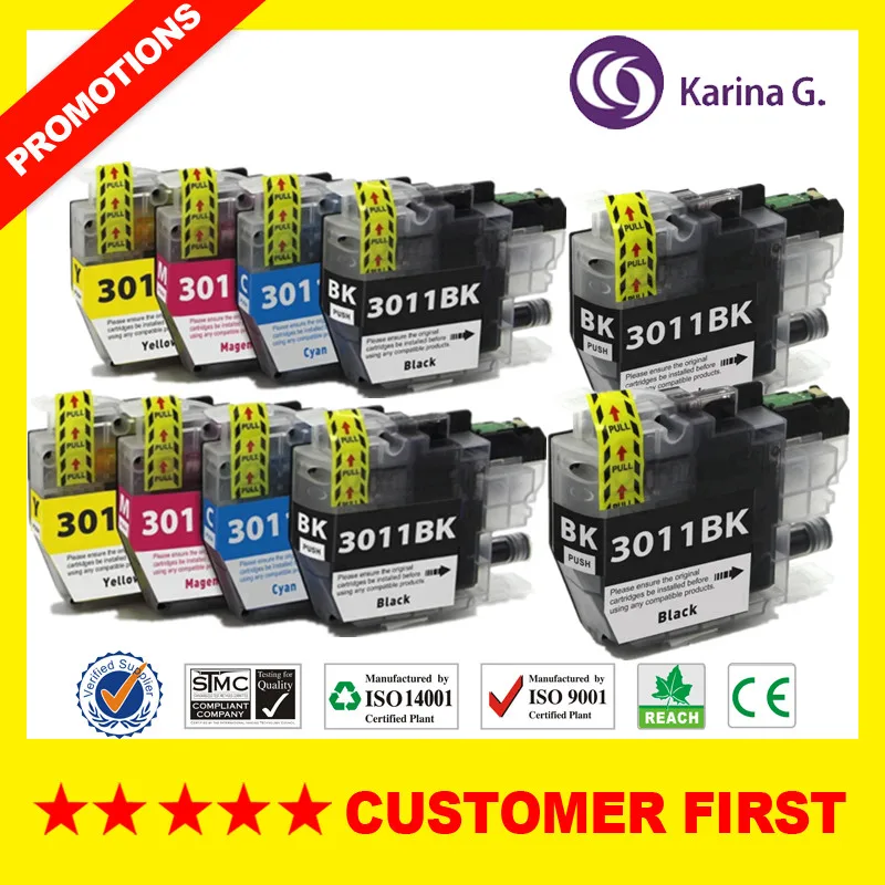 2Sets Plus 2 Black Совместимость для брата LC3011 картридж костюм для MFC-J491DW MFC-J497DW MFC-J690DW MFC-J895DW и т. д - Цвет: 2Sets Plus 2 Black