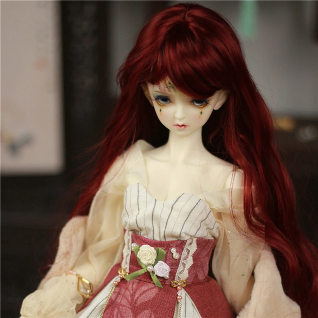Волнистый кудрявый парик BJD 9 10 дюймов 22 24 см для 1/3 DOD SD DZ Dollfie длинные золотые
