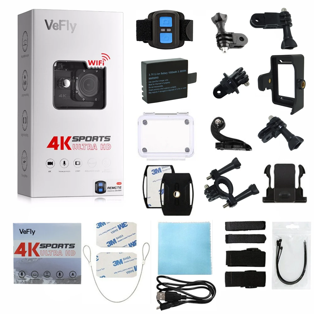 Спортивная экшн камера VeFly 4K Ultra HD водонепроницаемая камера|action camera|go action camerasport